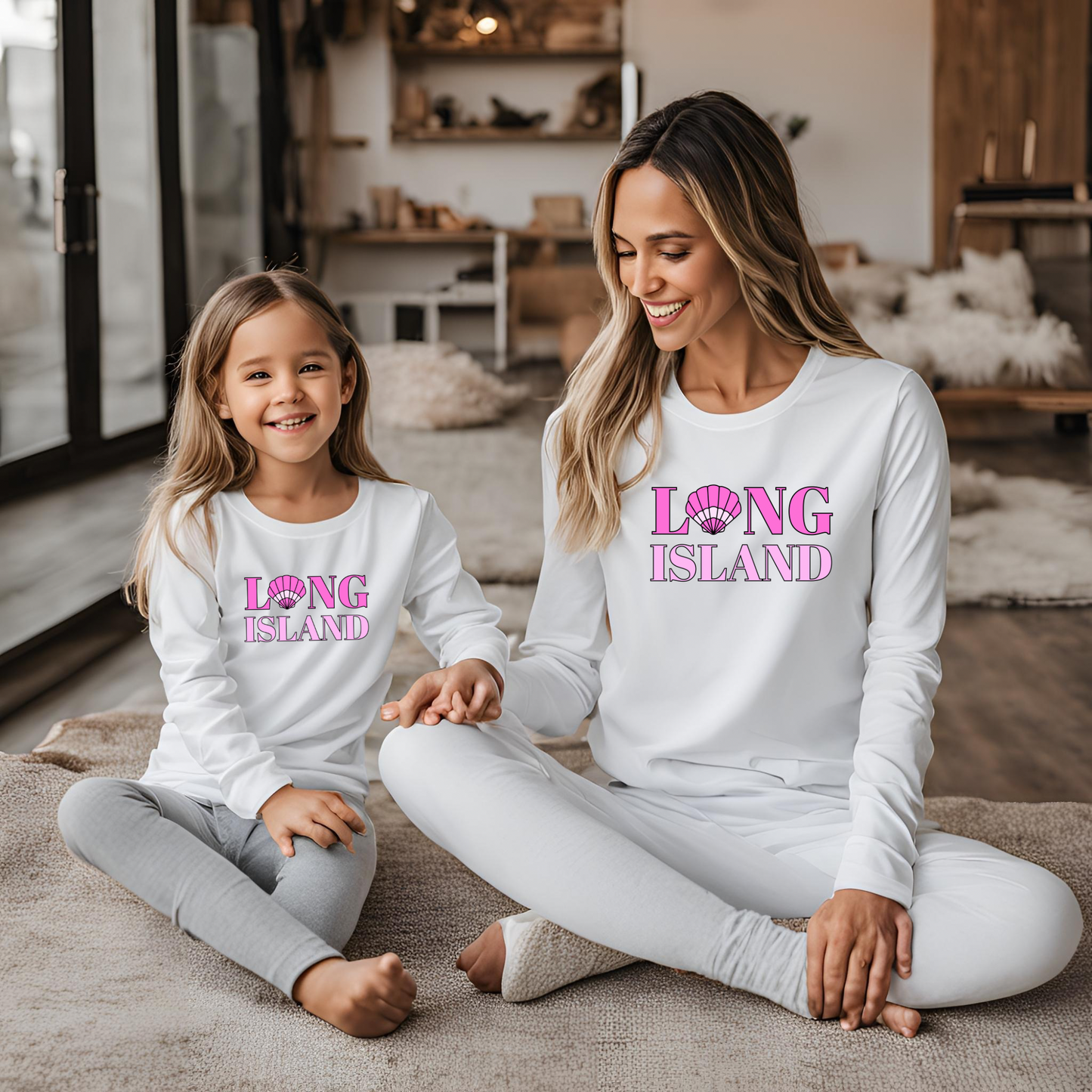 Long Island Pink Seashell along Sleeve T-Shirt