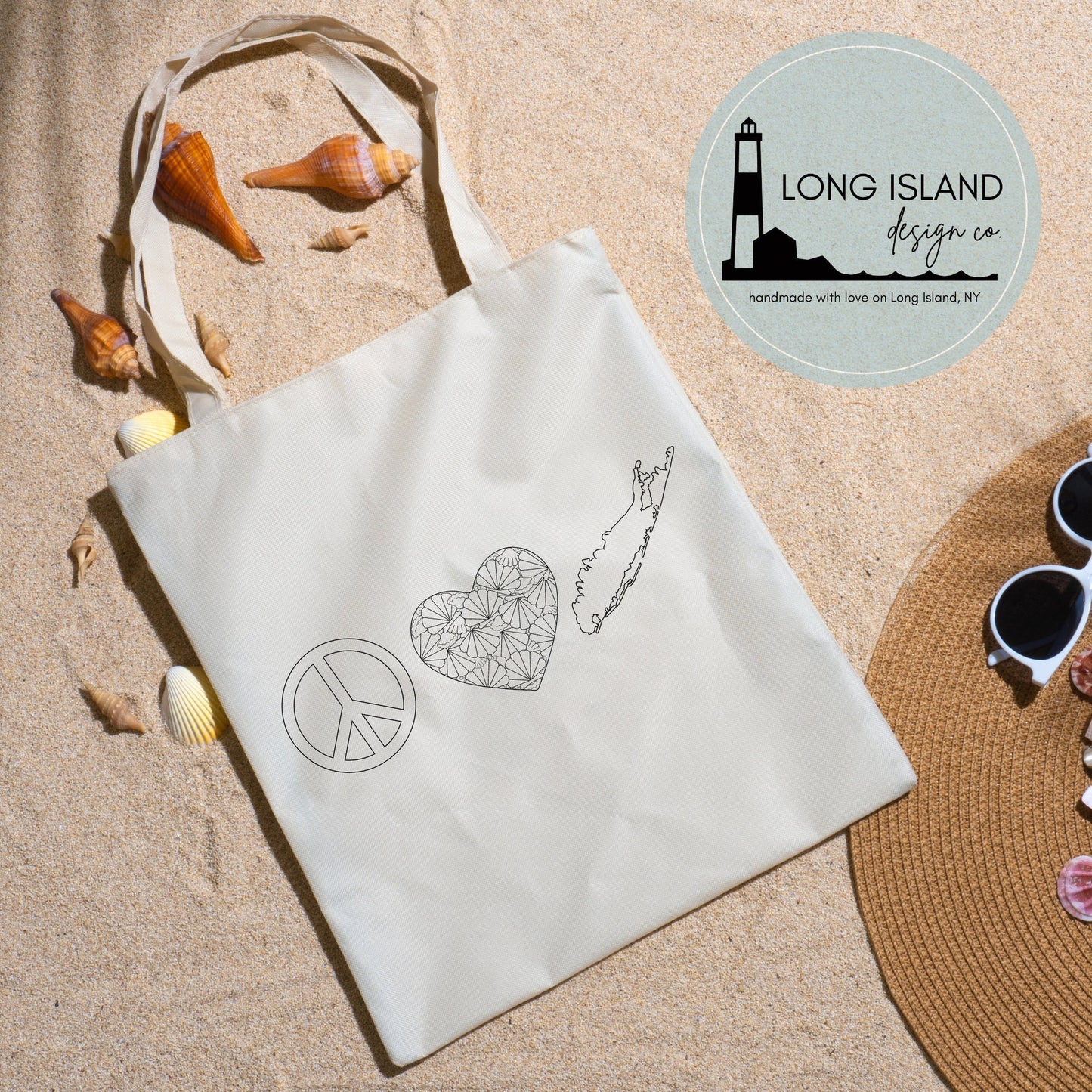 Peace Love Long Island Canvas Tote Bag