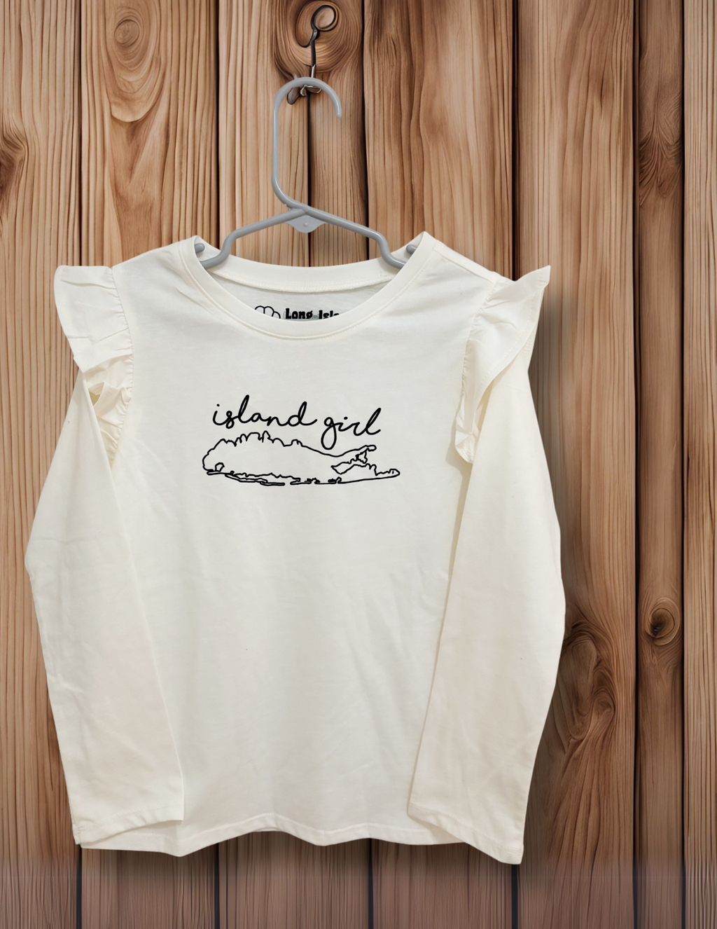 Island Girl Long Sleeve Ruffle Kids Tee
