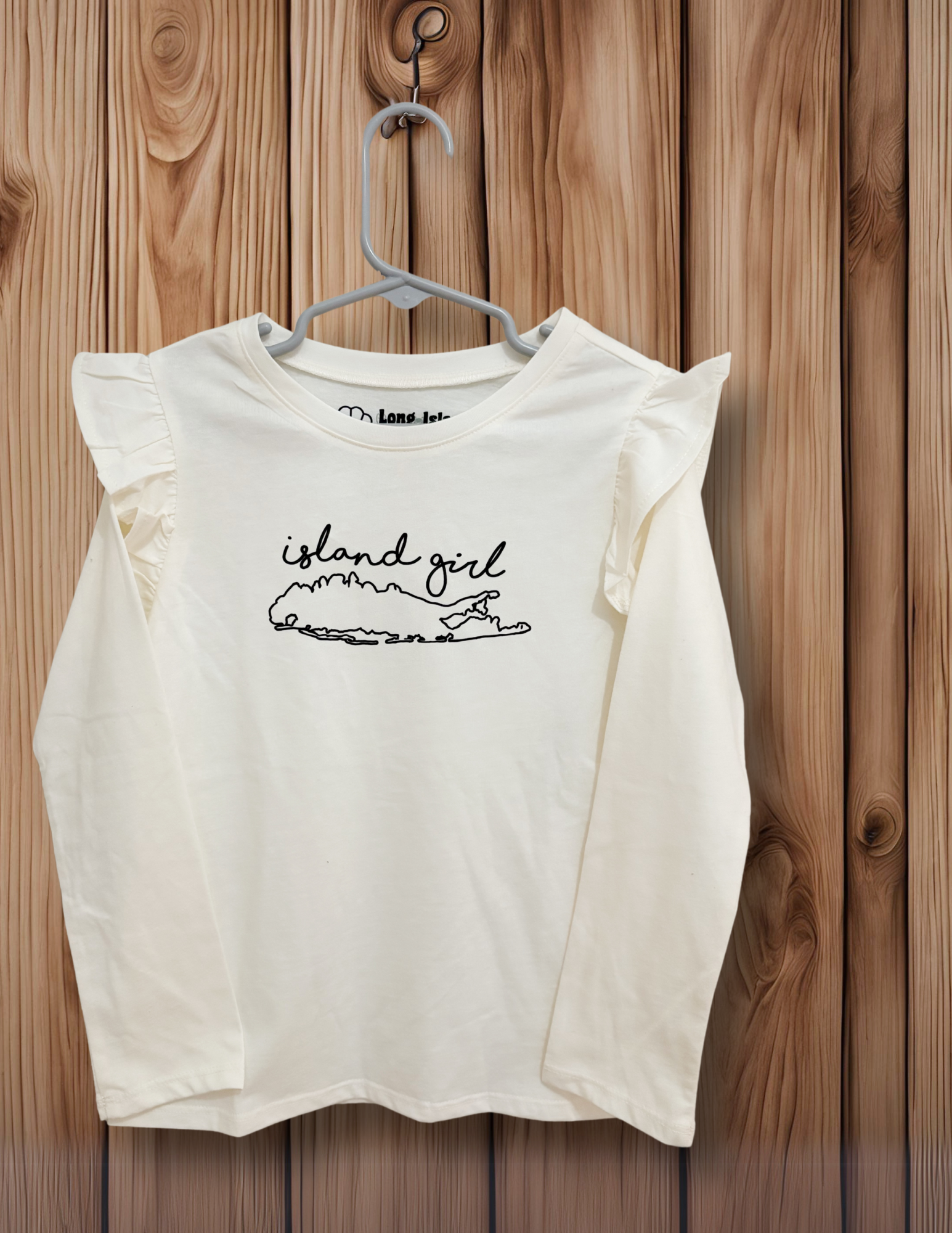 Island Girl Long Sleeve Ruffle Kids Tee