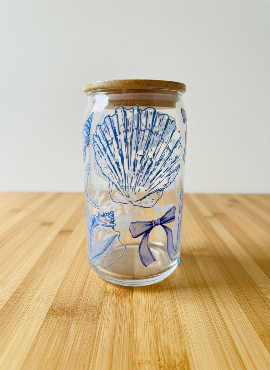 Coastal Blue Glass Straw Cup