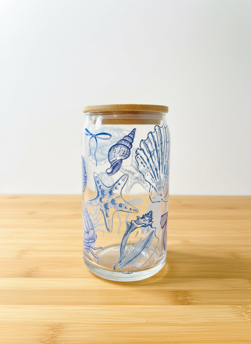 Coastal Blue Glass Straw Cup