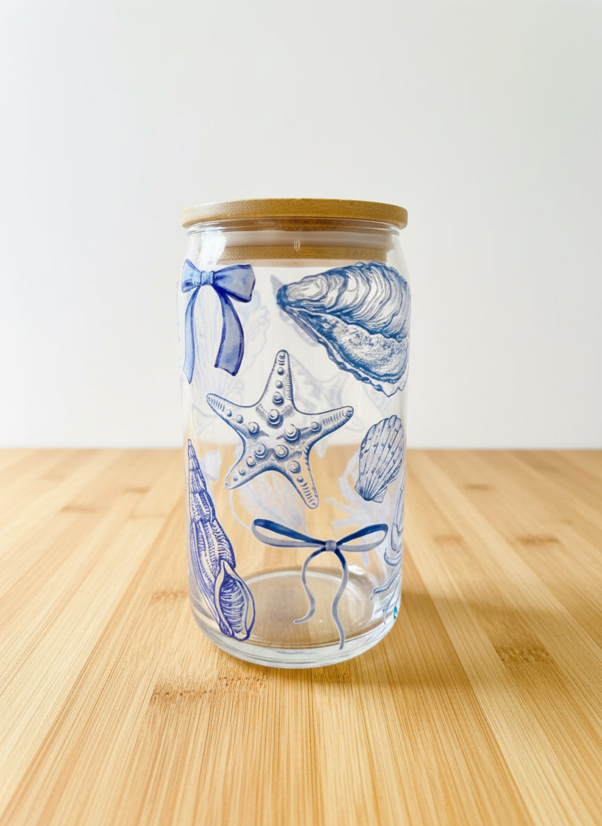 Coastal Blue Glass Straw Cup