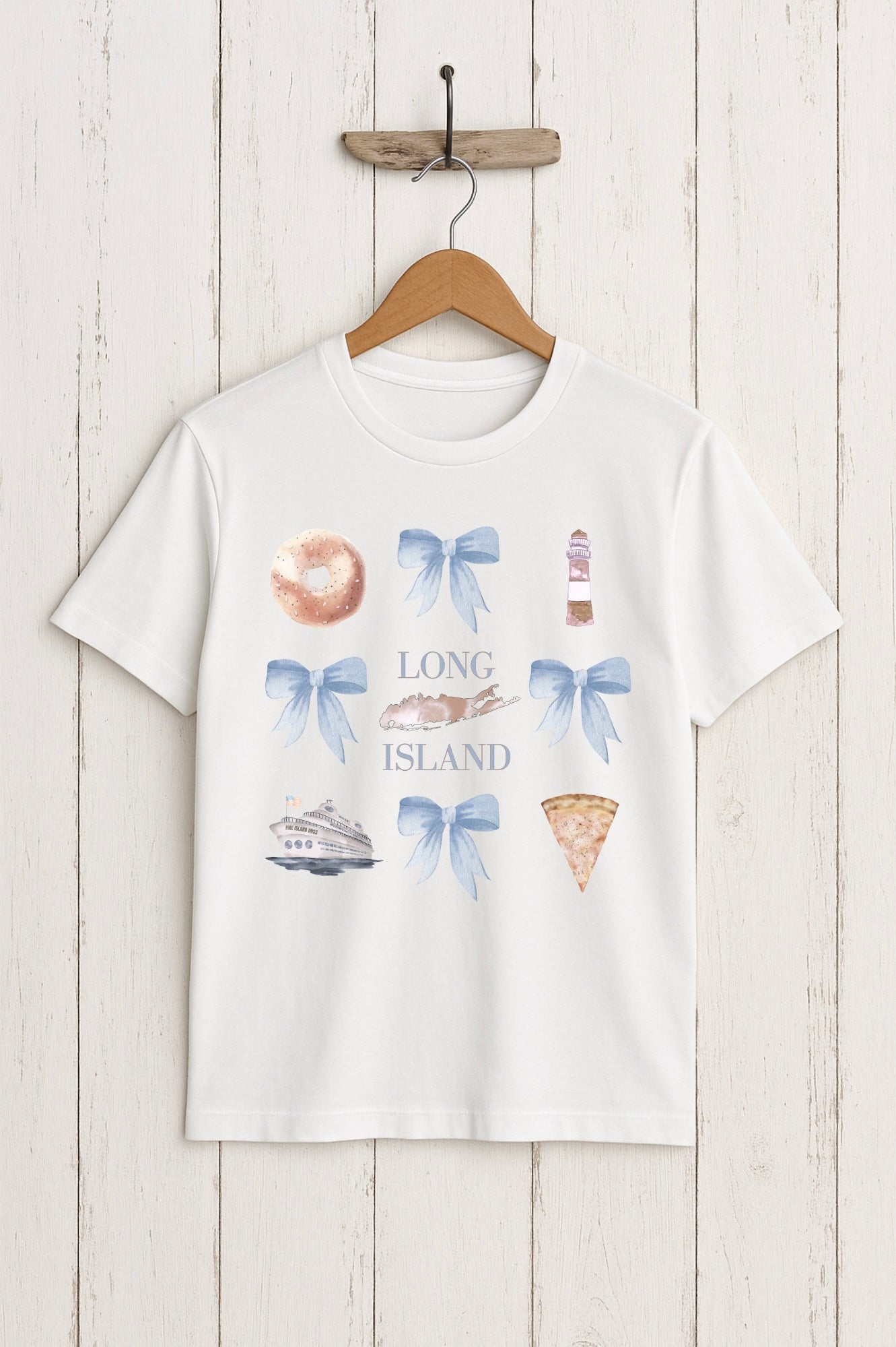 Long Island Icons and Blue Bows Tee