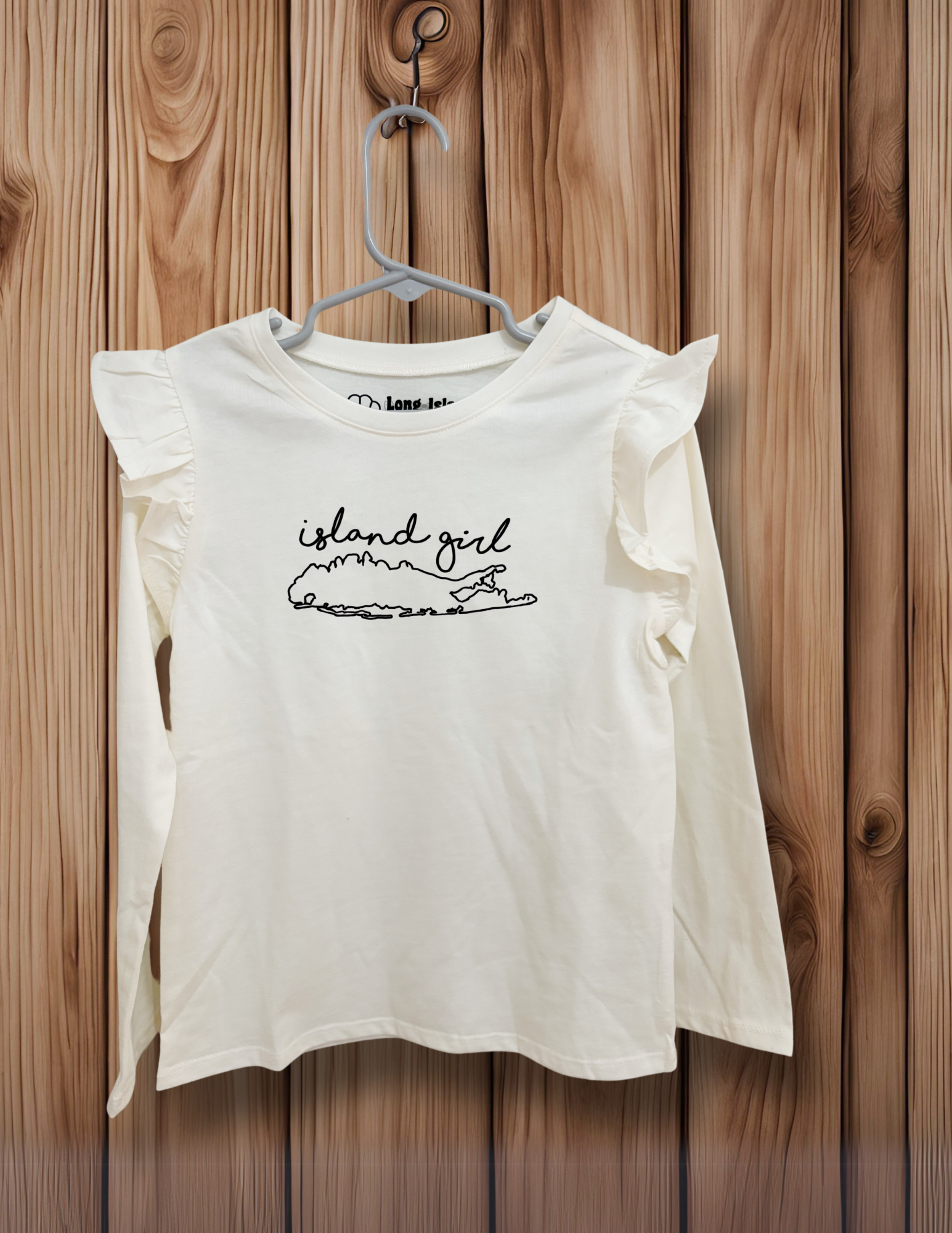 Island Girl Long Sleeve Ruffle Kids Tee