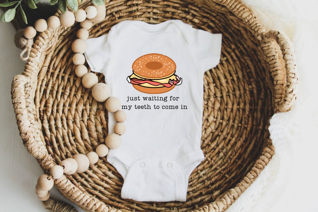 Long Island Teething Baby Bacon Egg and Cheese One Piece Bodysuit