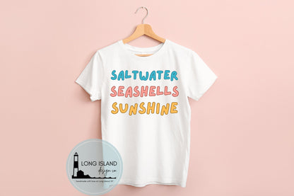 Saltwater Seashells Sunshine toddler or kids beach tshirt