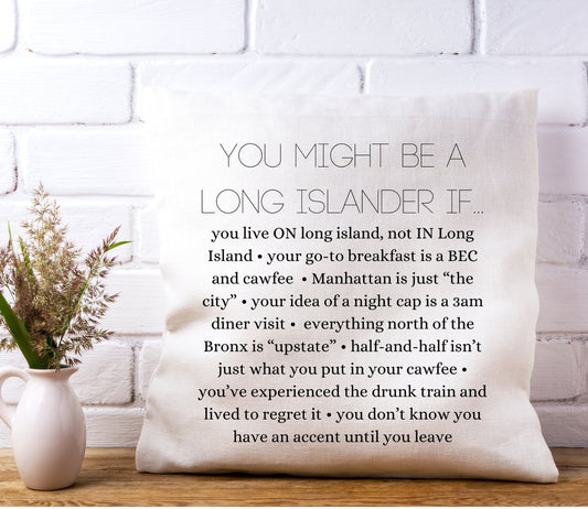 Long Island funny throw pillow